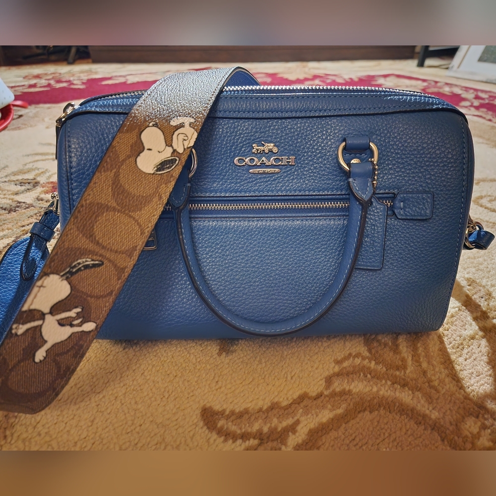Coach Blue Satchel with Gold Hardware